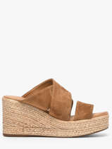 Slippers Met Sleehak Uit Leder Aliwell Bruin women A126189